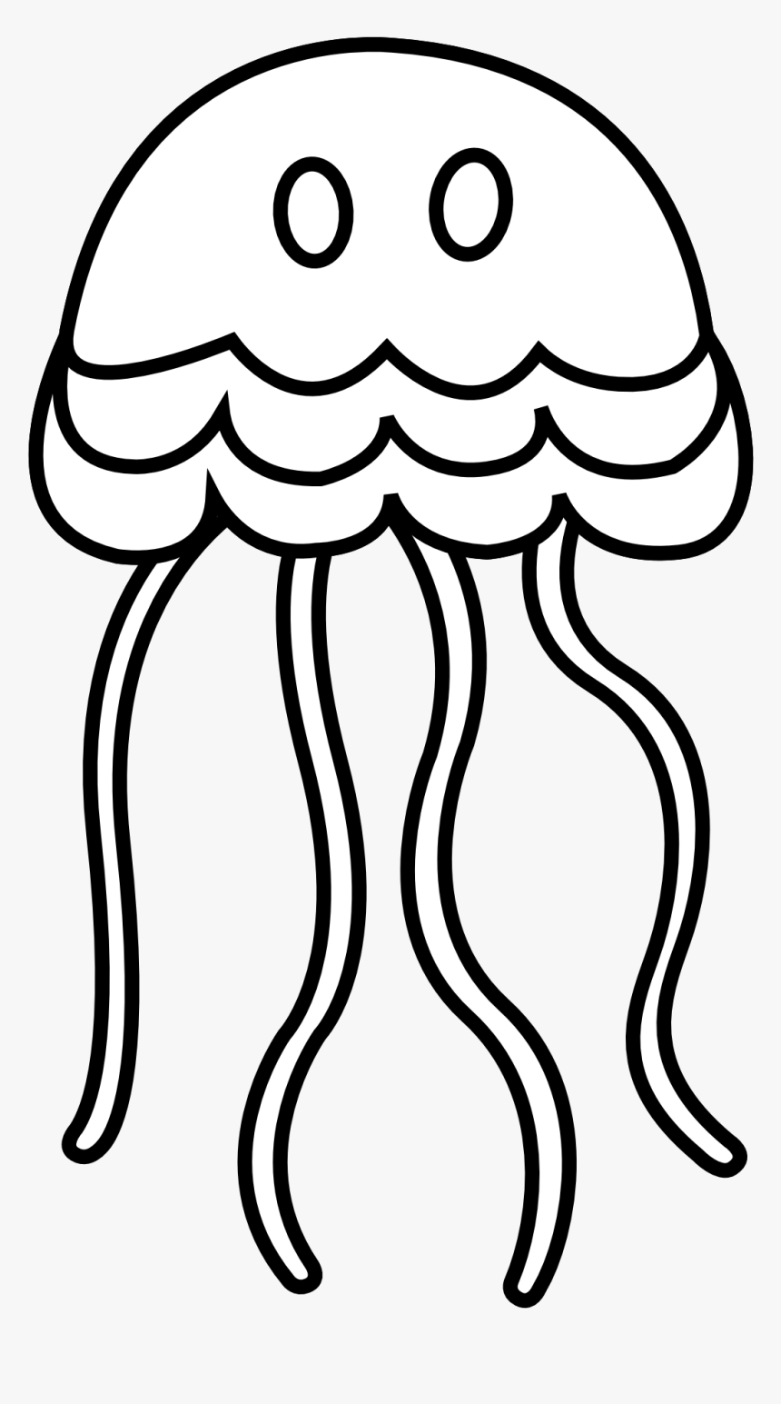 Jellyfish Black White Line - Jelly Fish Clipart Black And White, HD Png Download, Free Download