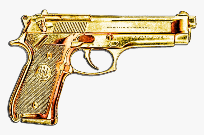 Gold Gun Transparent Background, HD Png Download - kindpng