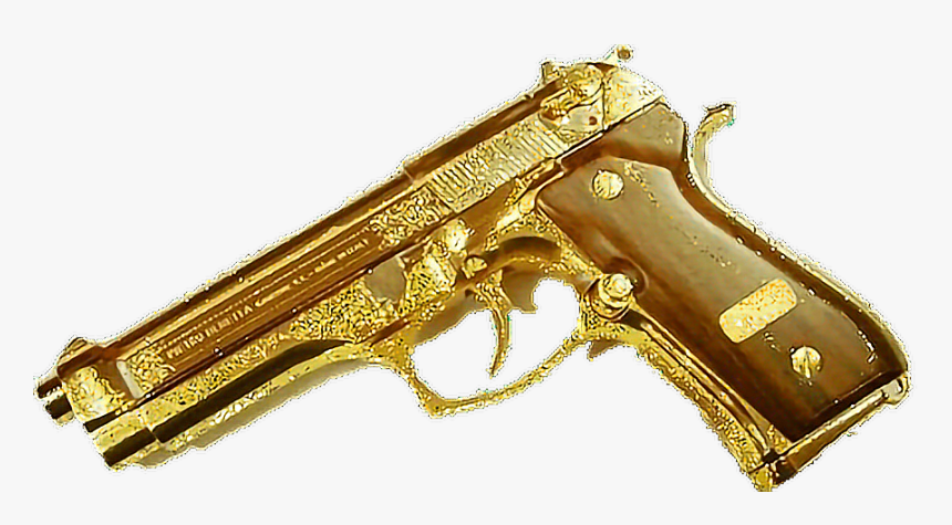 #gold #gun #tumblr #rich #money #aesthetic - Gold Gun, HD Png Download, Free Download