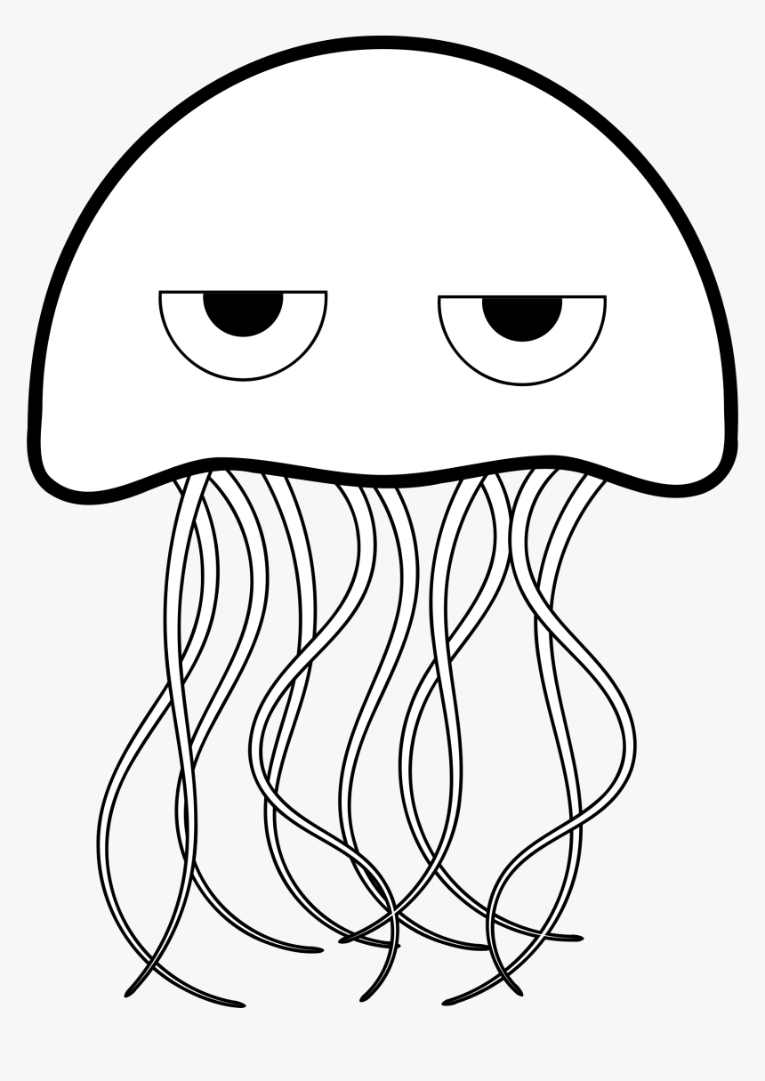 Cartoon Jellyfish Colouring Pages - Outlines Of Cartoon Animals, HD Png Download, Free Download