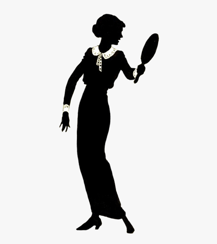 Woman With Mirror Silhouette Vintage - Woman Silhouette With Hand Mirror, HD Png Download, Free Download