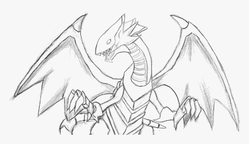 Yu Gi Oh Blue Eyes White Dragon Linework By Hatpop - Draw Yu Gi Oh, HD Png Download, Free Download