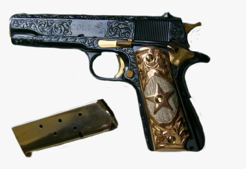 aesthetic #tumblr #gun #gold #black - Firearm, HD Png Download - kindpng