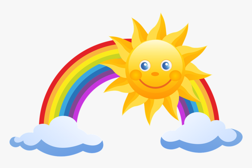 Transparent Sunshine Clip Art - Sun And Rainbow Clipart, HD Png Download, Free Download