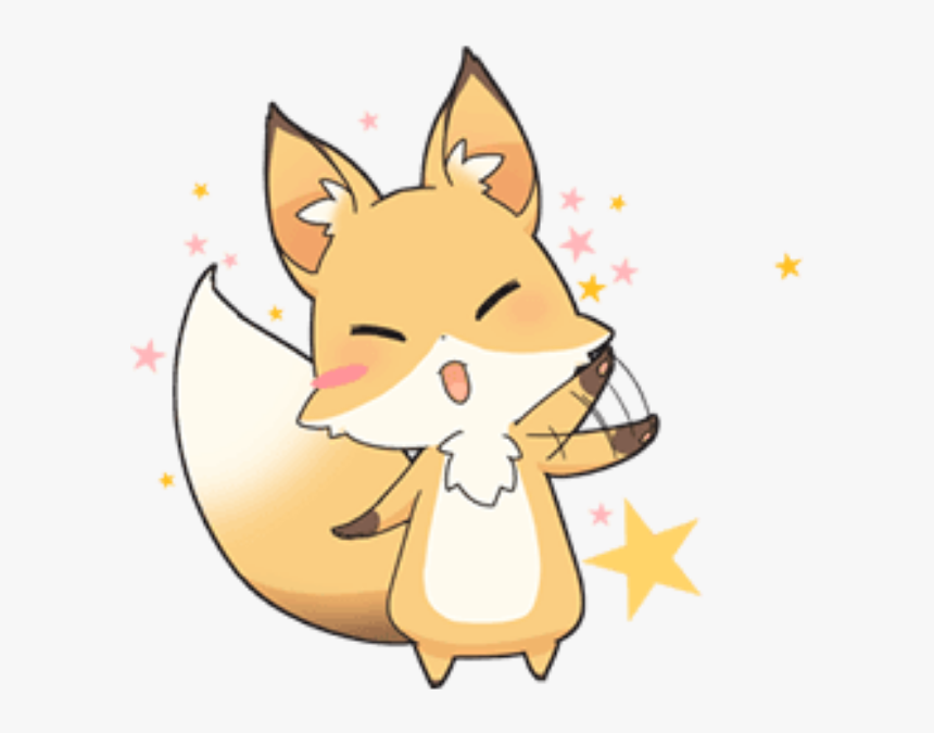 #fox #kawaii #cute #png #overlay #edit - Fox Line Sticker, Transparent Png, Free Download