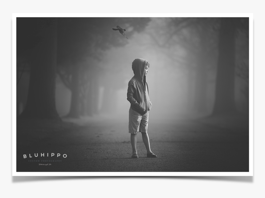 Black And White Child Picture In Fog - Child In Fog, HD Png Download, Free Download