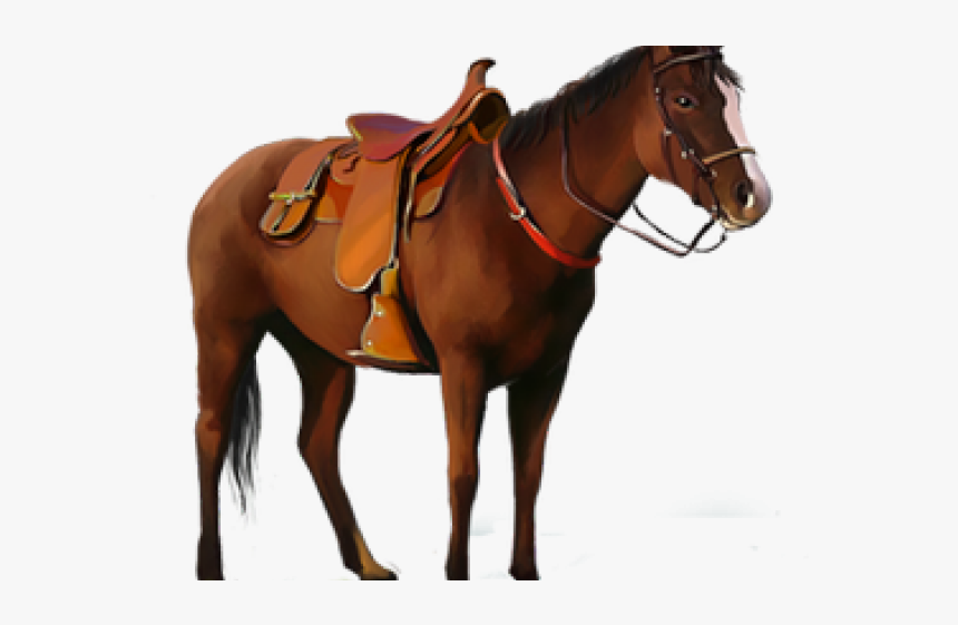 Saddle Clipart Saddled Horse - Horse With Saddle Png, Transparent Png, Free Download