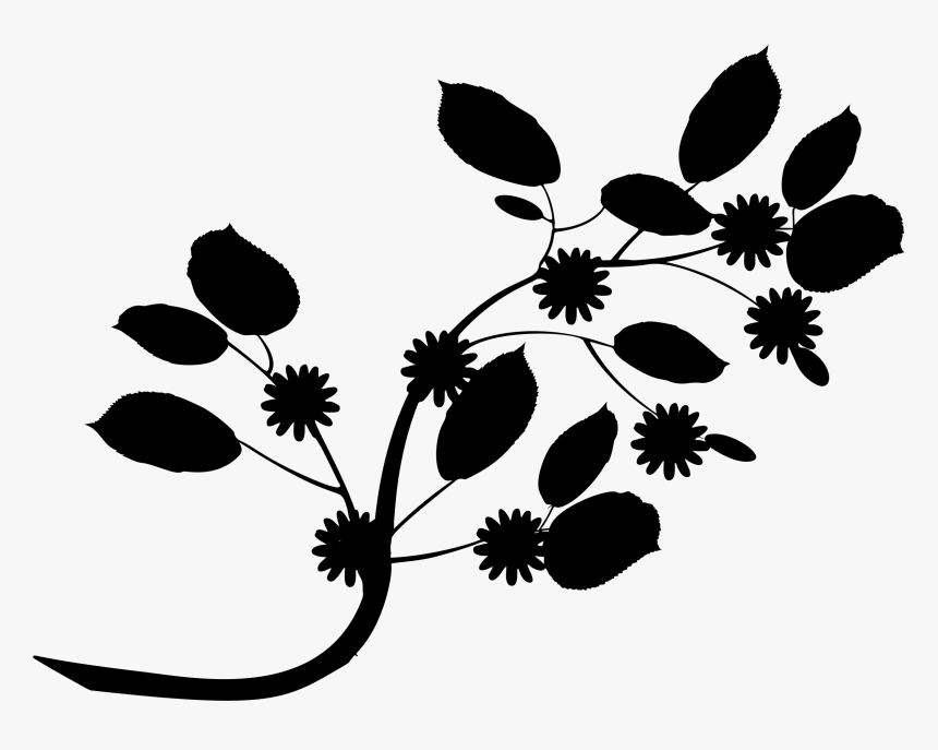 Branch With Flowers And Leaves Silhouette Icons Png - Ramos De Flores Png, Transparent Png, Free Download