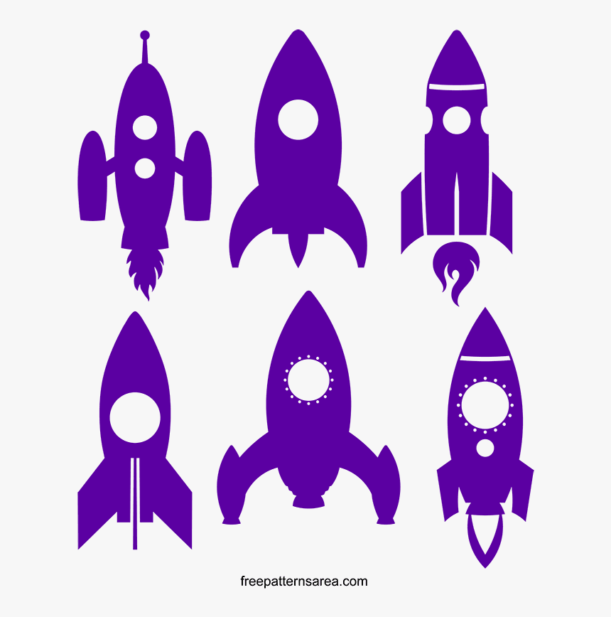 Rocket Spaceship Clipart Vector - Stencil Black And White, HD Png Download, Free Download
