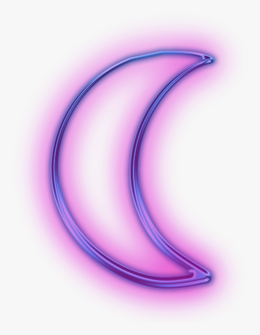 Moon Neon Crescentmoon Pink Tumblr Night Sky Ftesticker - Purple Crescent Moon Transparent, HD Png Download, Free Download