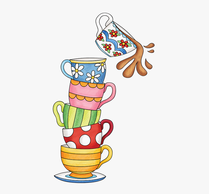 Cups, Tea, Watercolor, Spill, Cute, Stack, Colorful - Clipart My Cup Runneth Over, HD Png Download, Free Download