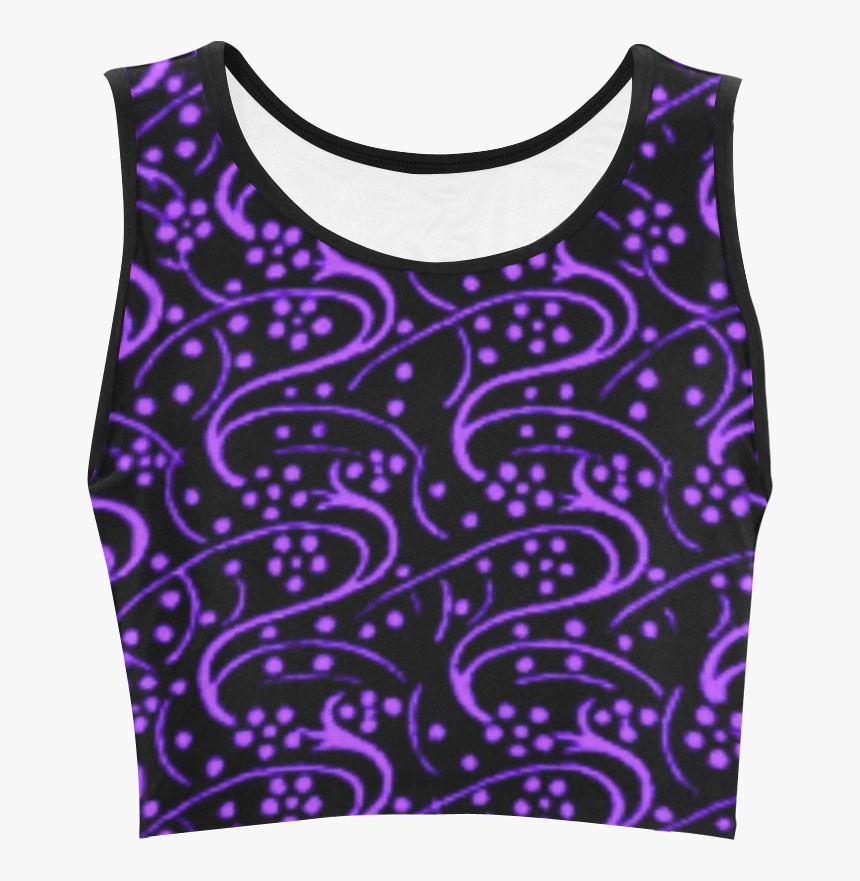 Vintage Swirl Floral Purple Black Women"s Crop Top - Black And Purple Crop Top, HD Png Download, Free Download