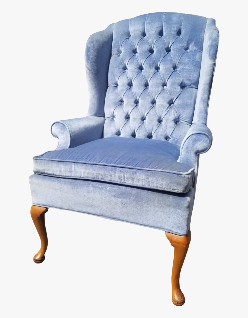 Icy Blue Velvet Wingback Chair - Club Chair, HD Png Download, Free Download