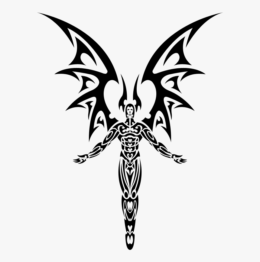 Devil Tattoo Free Png Image - Tribal Angel Tattoo Designs, Transparent Png, Free Download