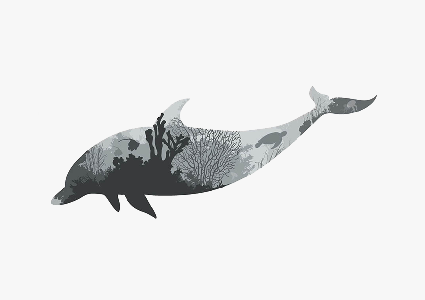 Vector Graphics Wall Decal Image Dolphin Illustration - Black And White Deers Paintings, HD Png Download, Free Download