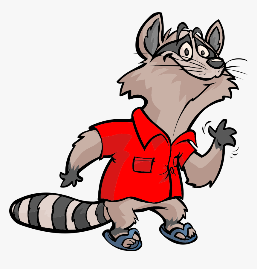 Racoon Clipart Vertebrate - Cartoon Raccoon Red Shirt, HD Png Download, Free Download