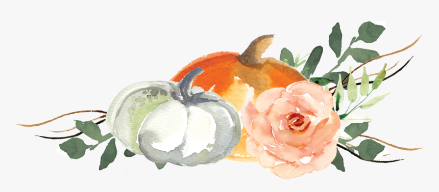 Watercolor Pumpkin With Flowers, HD Png Download, Free Download