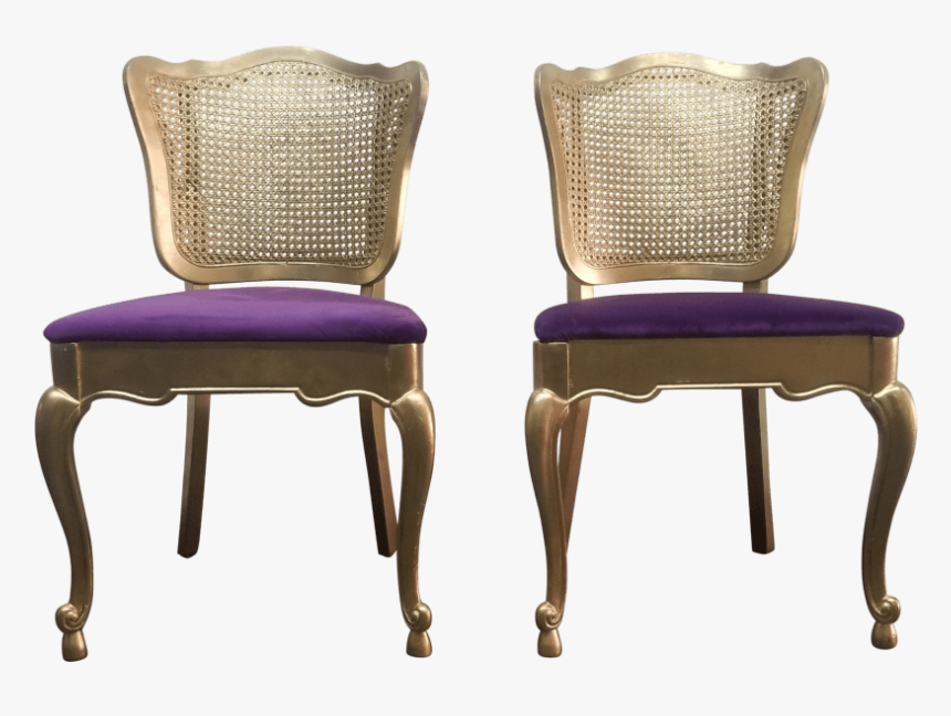 French Gold & Purple Velvet Chairs - Chair, HD Png Download, Free Download