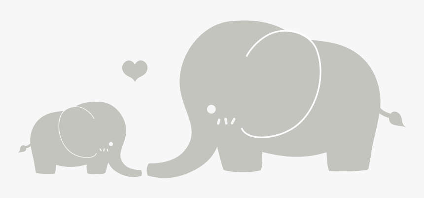 Infant Elephant Mother Silhouette Clip Art - Mom And Baby Elephant Clipart, HD Png Download, Free Download