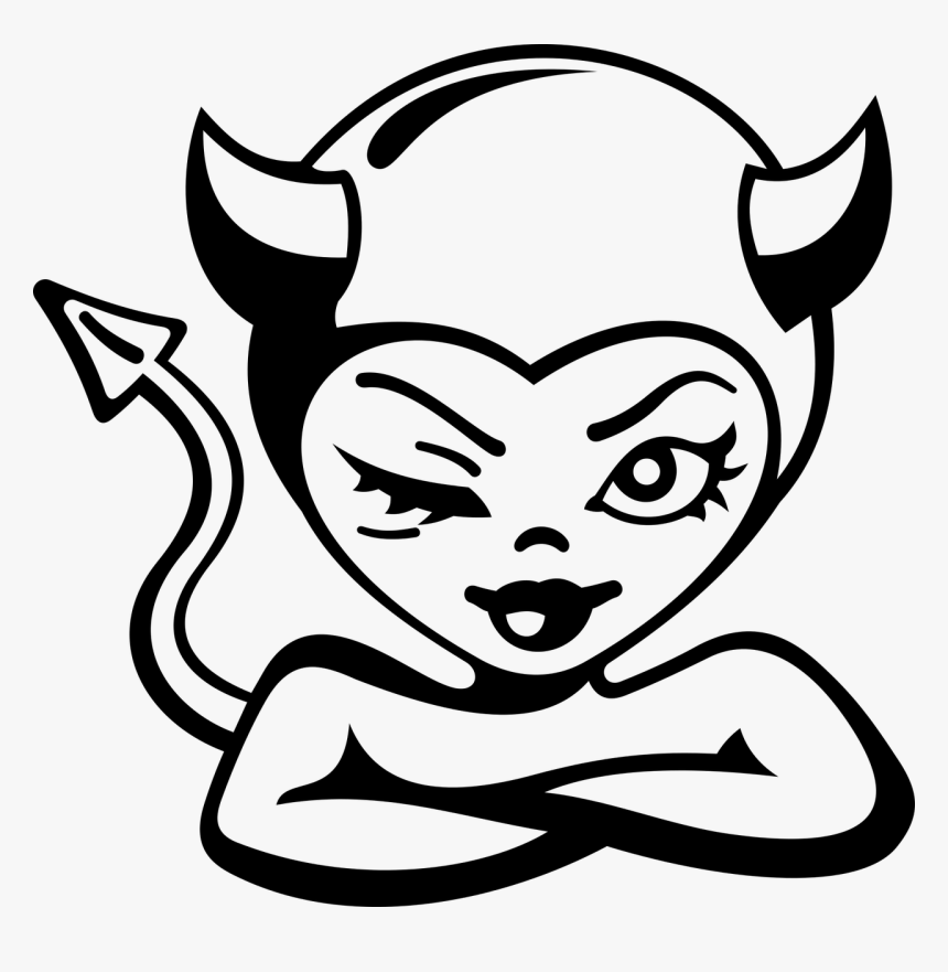 Devilgirl - Black And White Devil Clipart, HD Png Download, Free Download