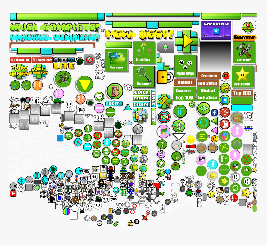 Geometry Dash Icons Png - Geometry Dash Texture Sheet, Transparent Png, Free Download