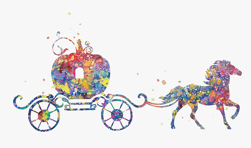 Cinderella Pumpkin Watercolor Painting Poster - Original Cinderella Pumpkin Carriage, HD Png Download, Free Download