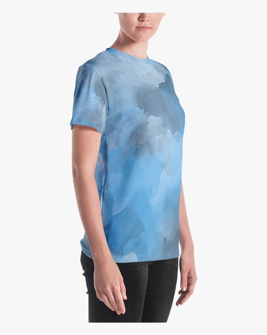 Steel Blue Watercolor Women"s T Shirt T Shirt Zazuze - T-shirt, HD Png Download, Free Download