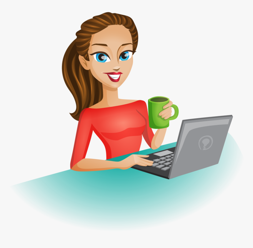 The Geeky Super Hero Mom - Girl With Laptop Animated, HD Png Download, Free Download