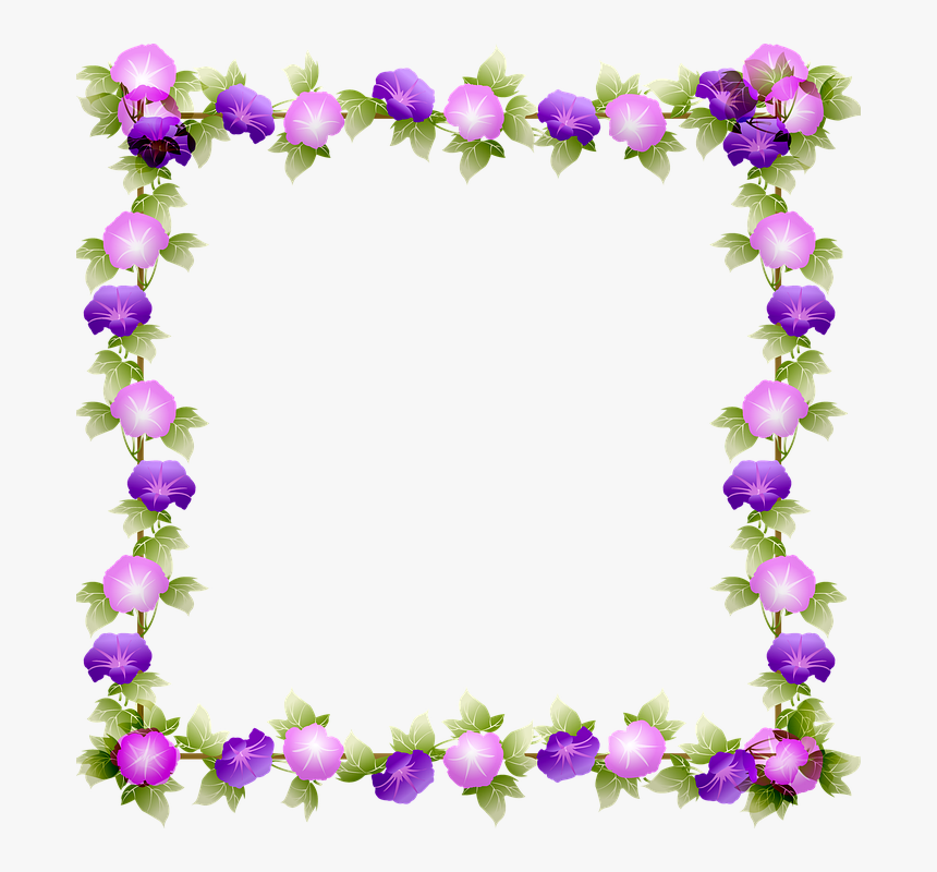 Flower Frame, Flowers, Frame, Sunflower, Morning Glory - Purple Flower Png Frame, Transparent Png, Free Download
