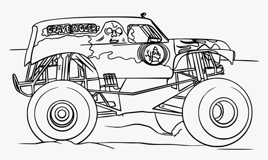 Grave Digger Monster Truck Vectors , Png Download - Monster Jams Coloring Pages, Transparent Png, Free Download