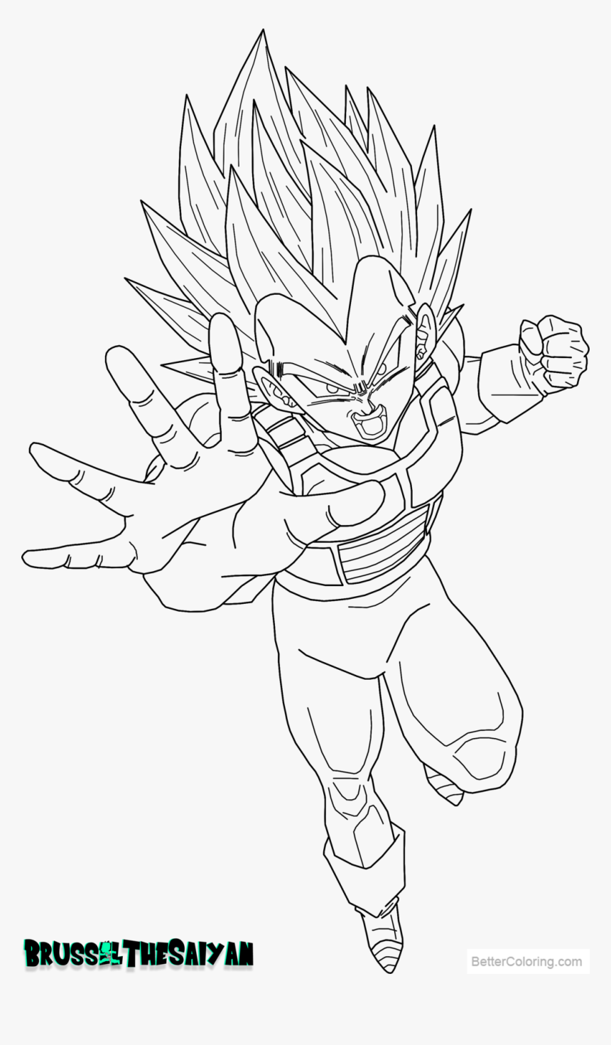 Free Vegeta Coloring Pages Super Saiyan 2 Lineart By - Vegeta Super Saiyan Coloring Page, HD Png Download, Free Download