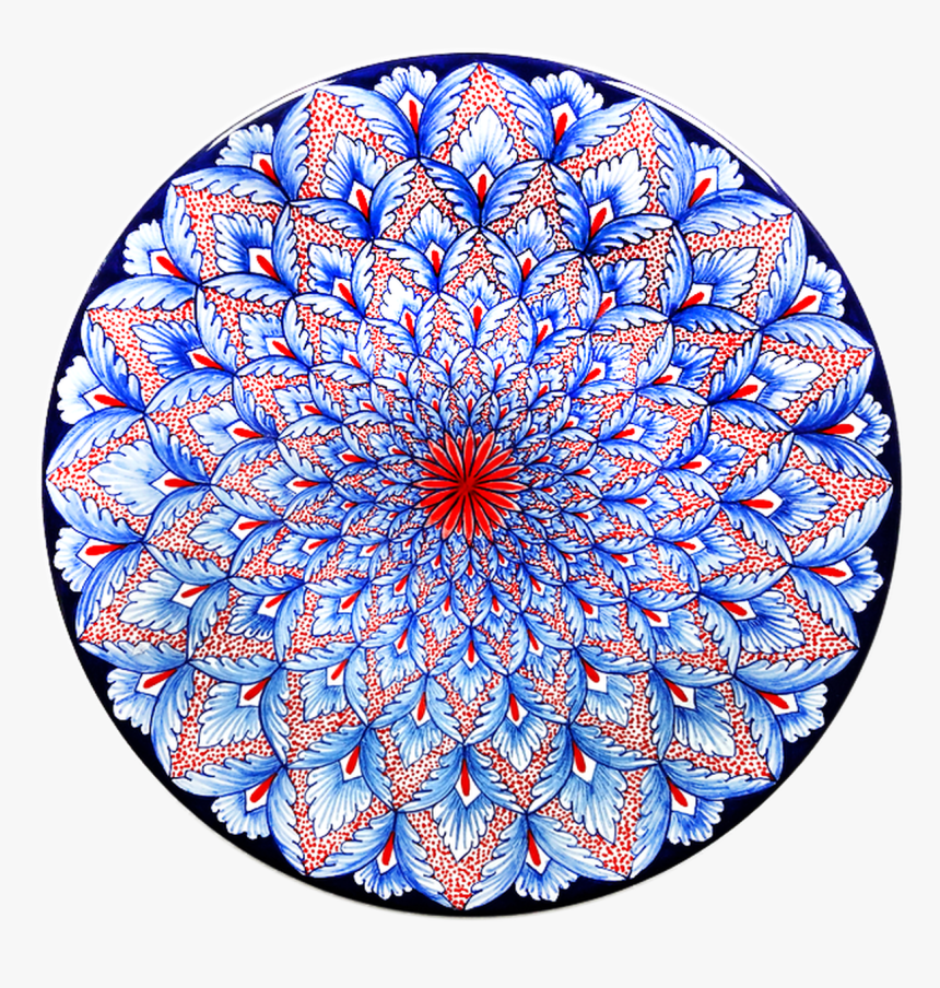 Peacock Feather Red & Blue Plate - Circle, HD Png Download, Free Download