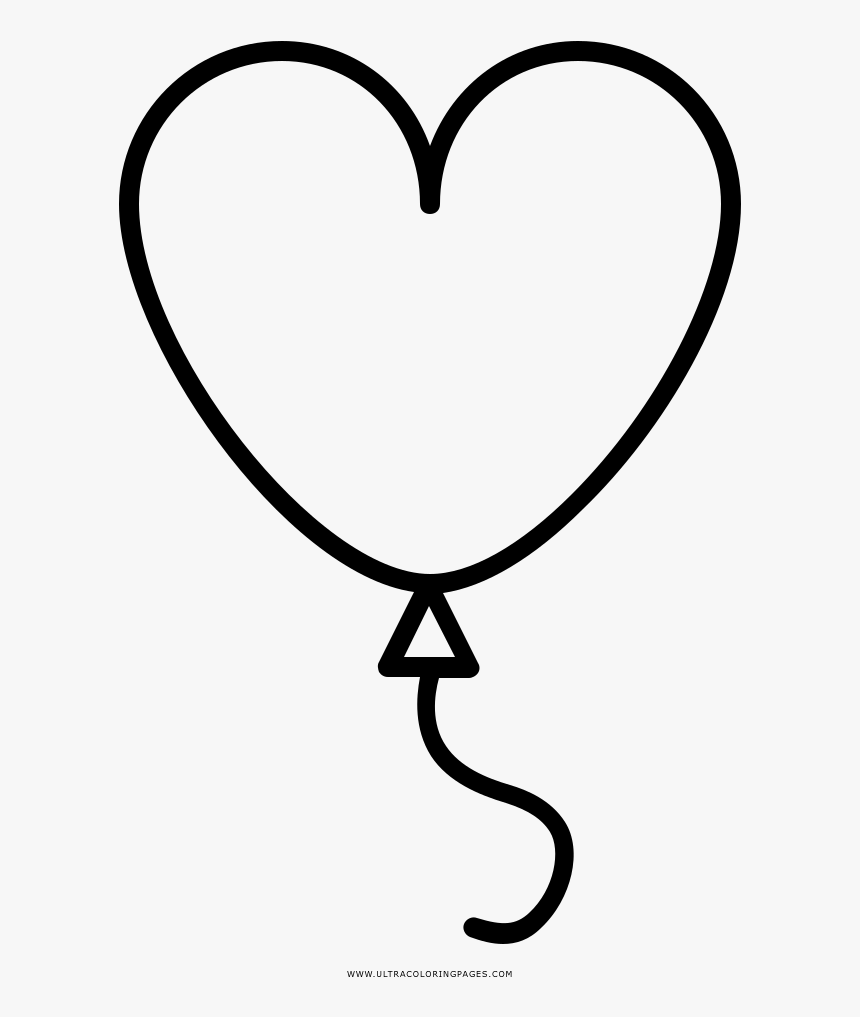 Heart Balloon Coloring Page - Balloon Heart Coloring, HD Png Download, Free Download