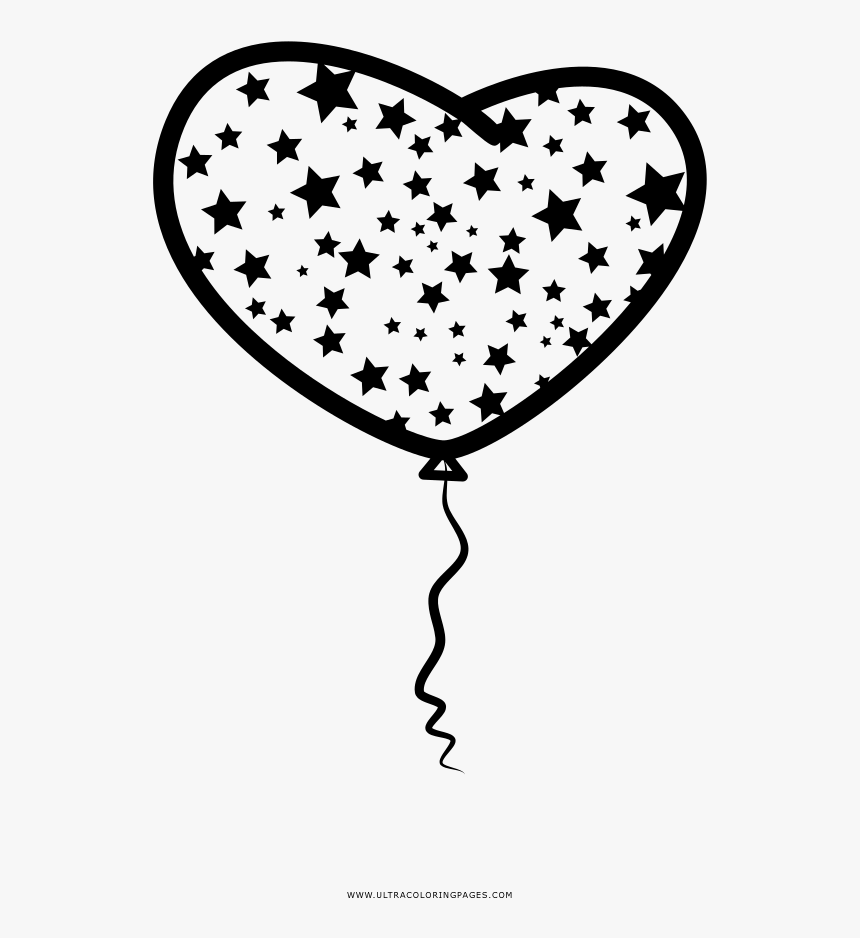 Heart Balloon Coloring Page   Heart, HD Png Download   kindpng