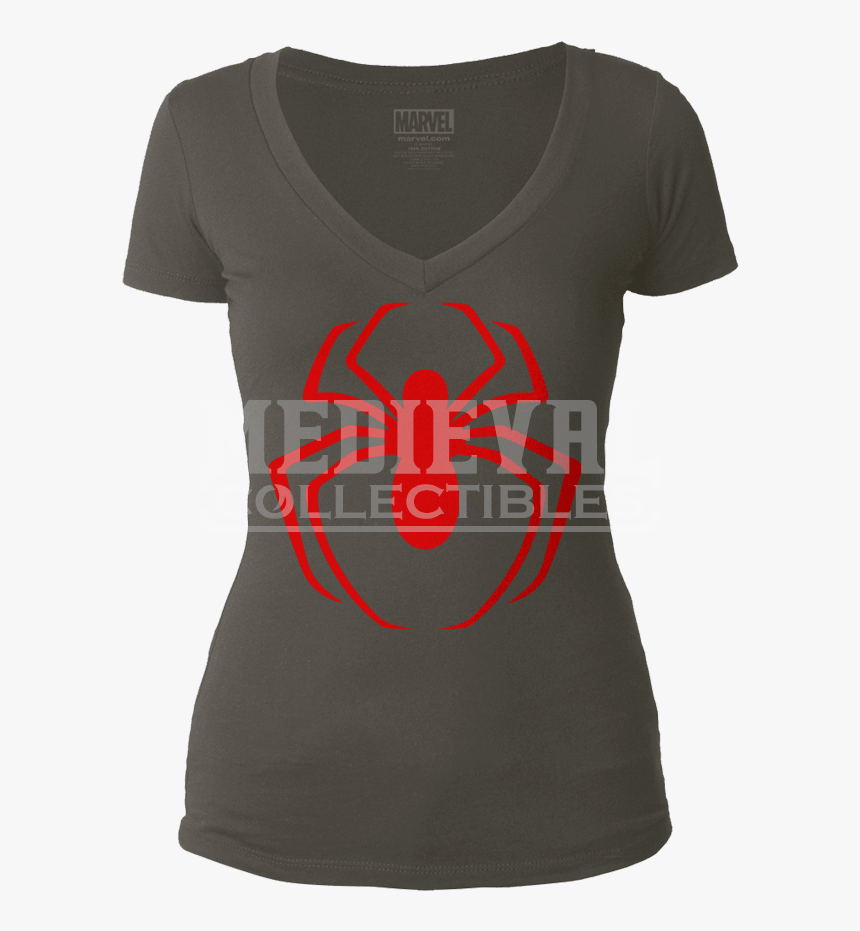 Womens Spider Man Red Logo V Neck Tee - Active Shirt, HD Png Download, Free Download