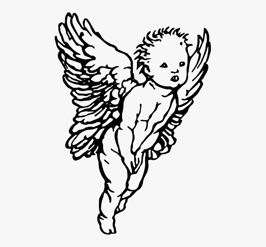 Huge Collection Of "angel Child Drawing - Black And White Angel Png, Transparent Png, Free Download