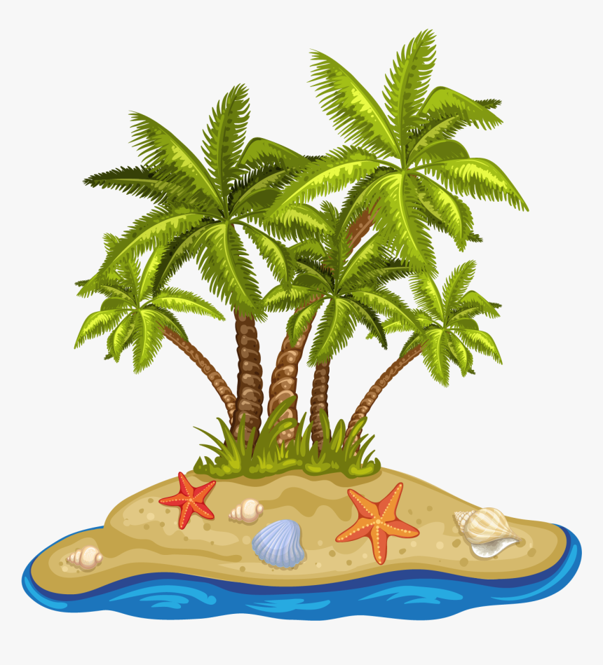 Cartoon Beach Coconut Tree, HD Png Download, Free Download