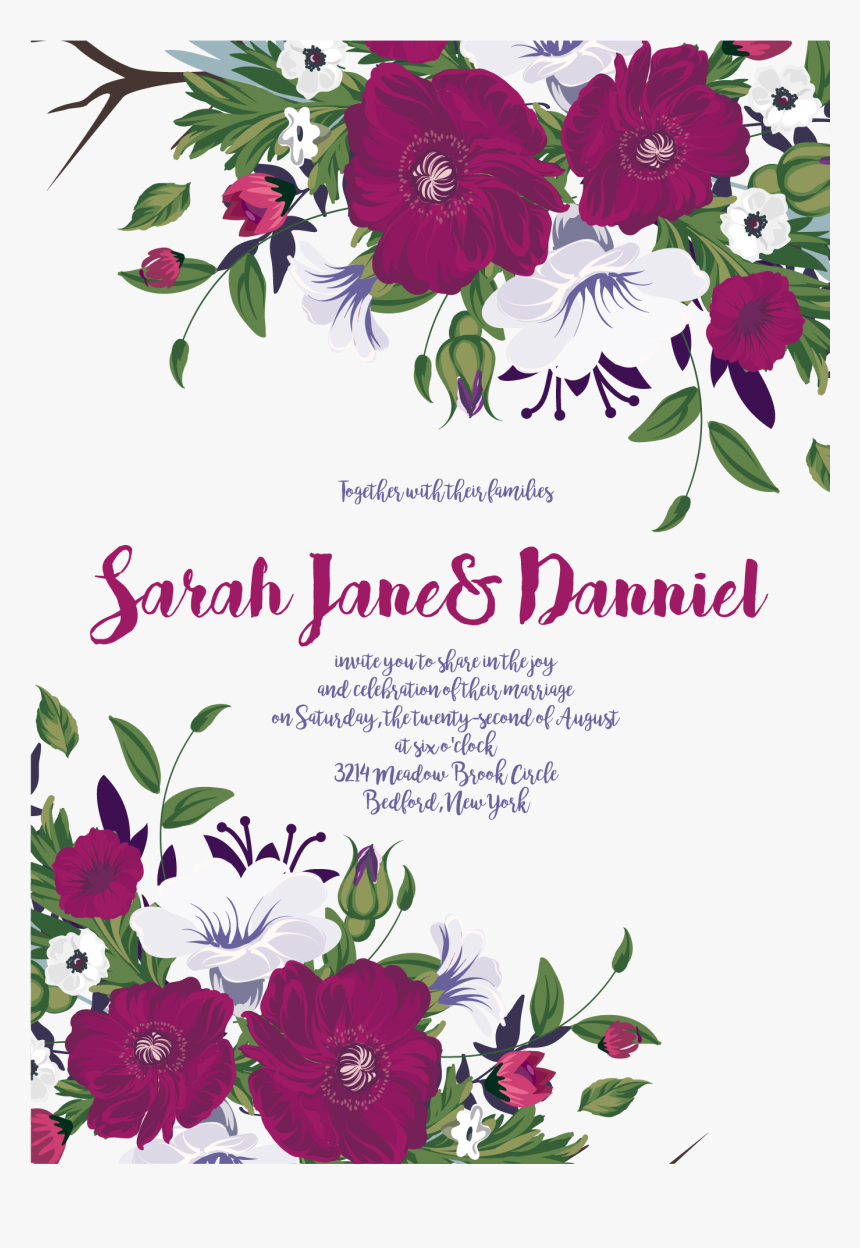 Wedding Invitation Paper - Wedding Flowers Poster Png, Transparent Png, Free Download