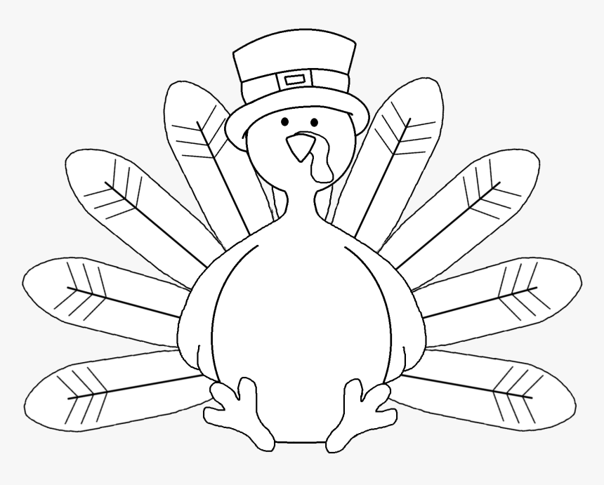 Turkey Png Black And White - Cute Turkey Clipart Black And White, Transparent Png, Free Download