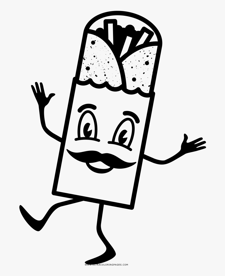 Burrito Coloring Page, HD Png Download - kindpng