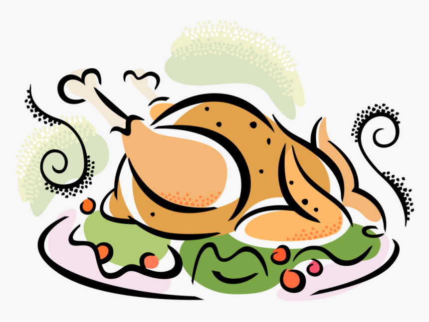 Vector Illustration Of Poultry Roast Turkey Dinner - Turkey Dinner Clipart, HD Png Download, Free Download