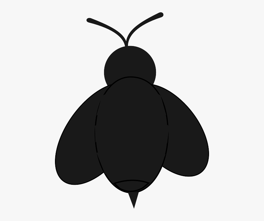 Bee Silhouette - All Black Cartoon Bee, HD Png Download, Free Download