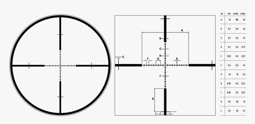 G2b Mil-dot Reticle And Subtensions - G2b Mil Dot Steiner, HD Png Download, Free Download