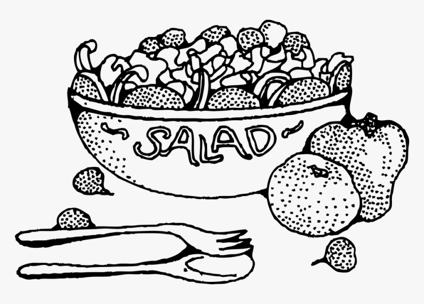 Cartoon Salad Clipart Vegetable Clip Art - Salad Black And White, HD Png Download, Free Download