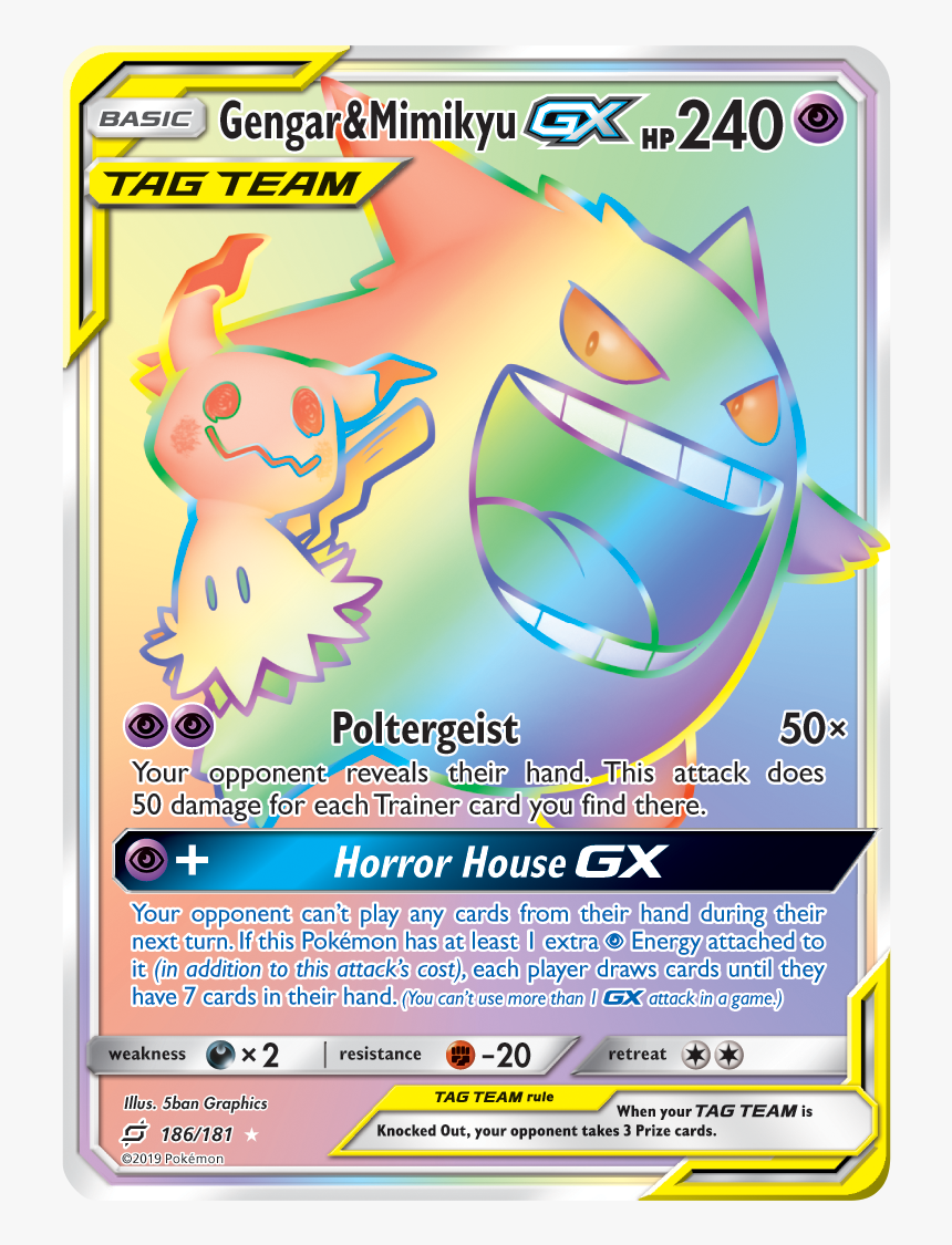 Gengar And Mimikyu Gx Rainbow Rare, HD Png Download, Free Download