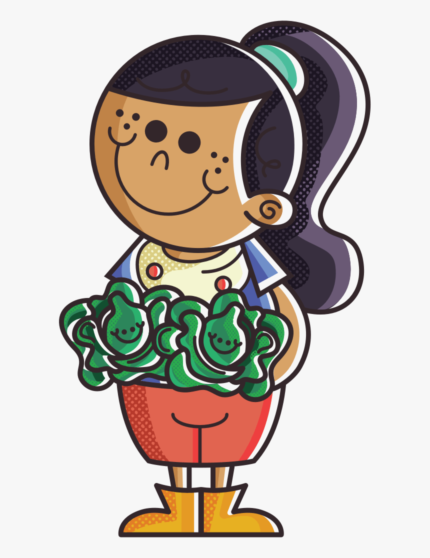 Farmer Girl Holding Lettuce - Clipart Watering Girl, HD Png Download, Free Download