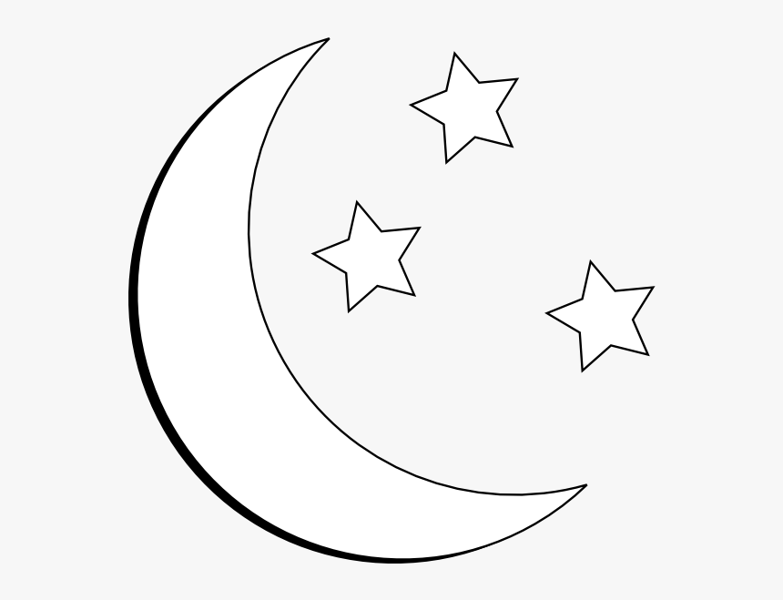 Moon And Stars Outline Clip Art At Clipart Library - Moon And Star Clipart, HD Png Download, Free Download