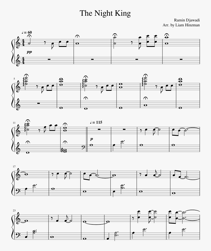 Night King Piano Sheet Music, HD Png Download, Free Download