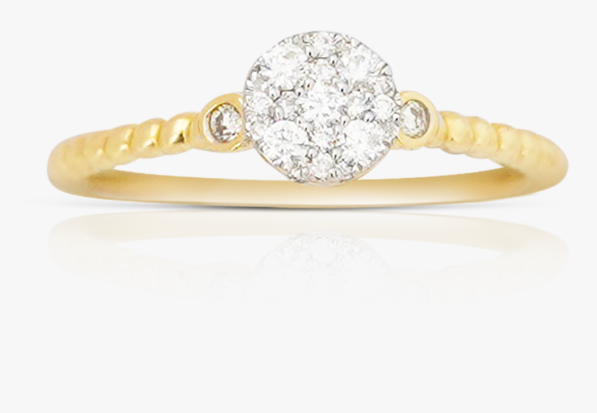 14k Yellow Gold Round Ladies Diamond Ring - Pre-engagement Ring, HD Png Download, Free Download