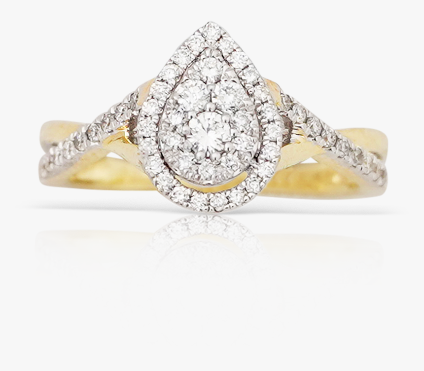 14k Yellow Gold Ladies Pear Shape Diamond Ring, HD Png Download, Free Download
